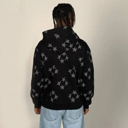 JumpStar - Stars Print Zip Up Hoodie