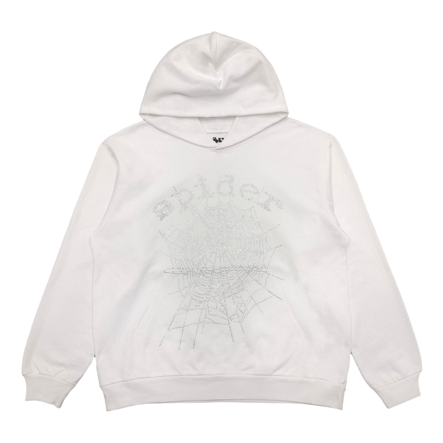 SP5DER OG RHINESTONE LOGO HOODIE WHITE
