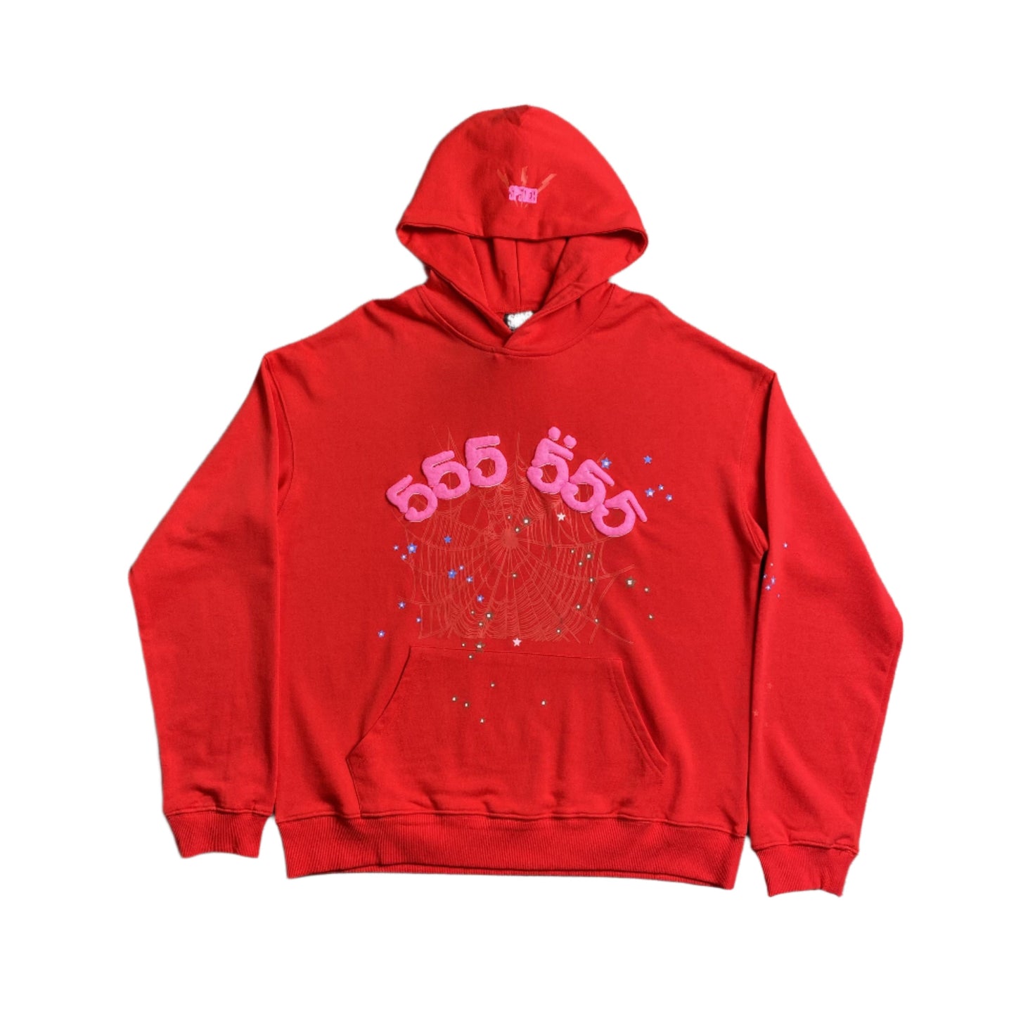 SP5DER WORLDWIDE RED ANGEL NUMBER 555 HOODIE RED