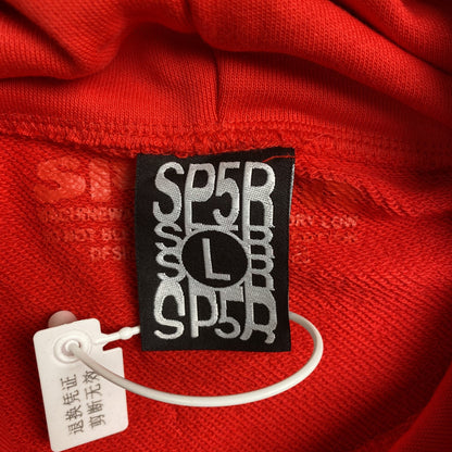 SP5DER WORLDWIDE RED ANGEL NUMBER 555 HOODIE RED