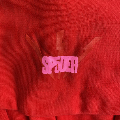 SP5DER WORLDWIDE RED ANGEL NUMBER 555 HOODIE RED
