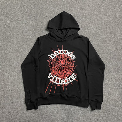 SP5DER x METRO BOOMIN HEROS AND VILLAINS HOODIE BLACK