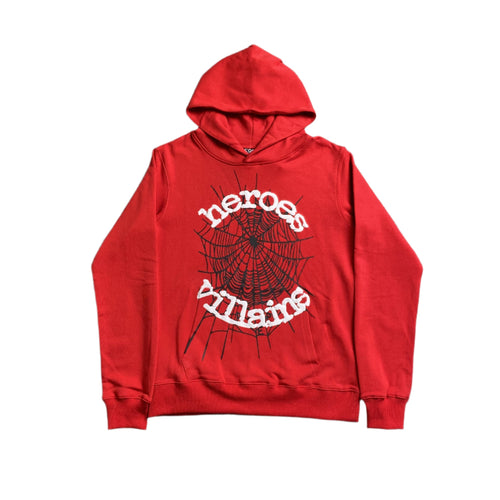 SP5DER x METRO BOOMIN HEROS AND VILLAINS HOODIE RED